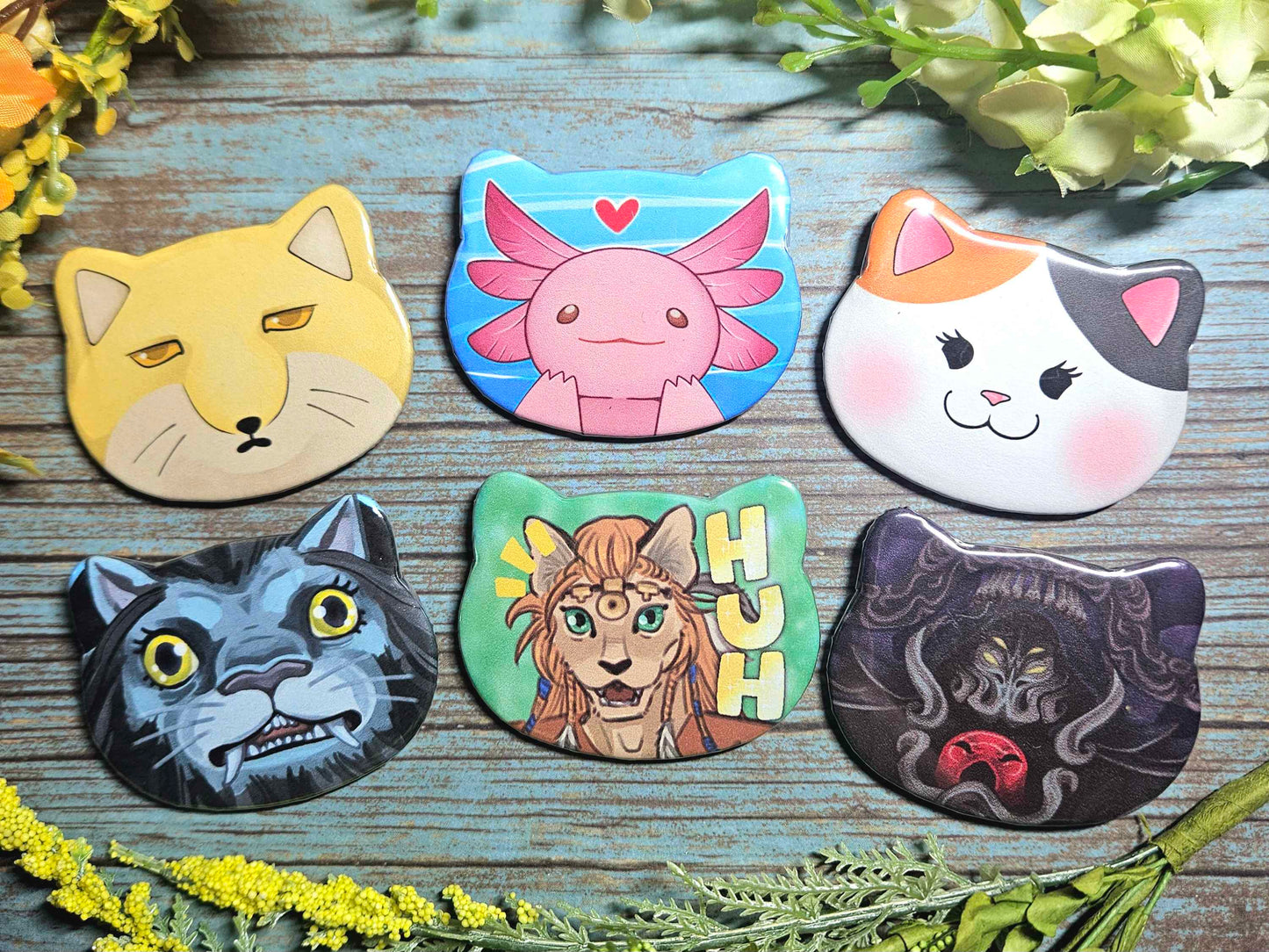 Fourteen Fantasy Cat-Shaped Buttons