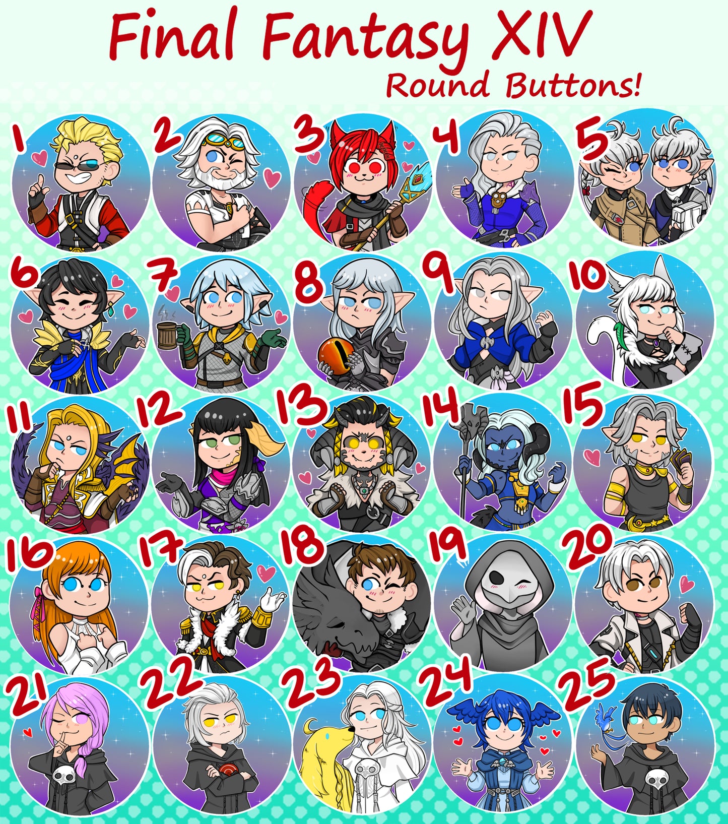 FFXIV Round Button Set!