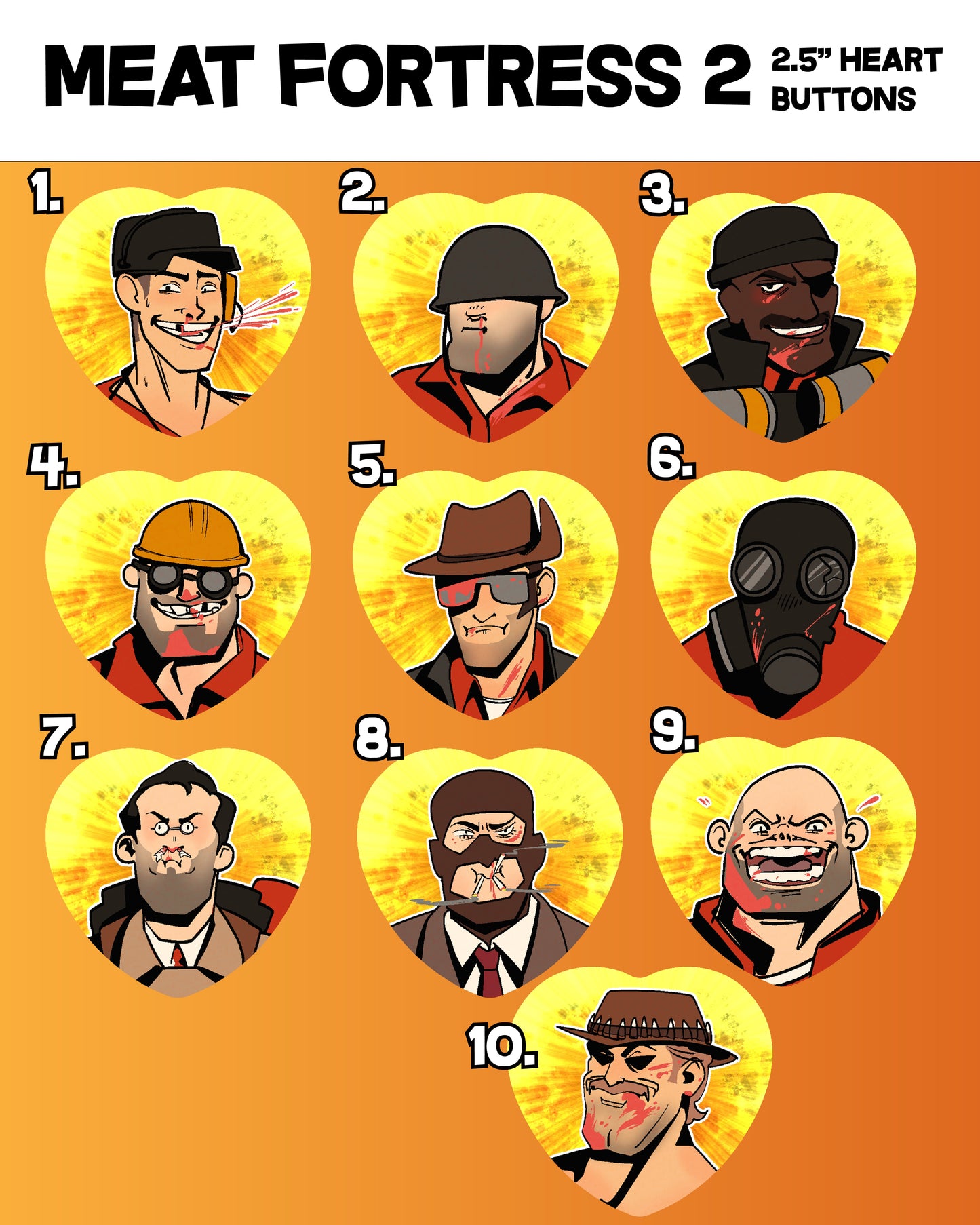 Meat Fortress 2 Heart Buttons!
