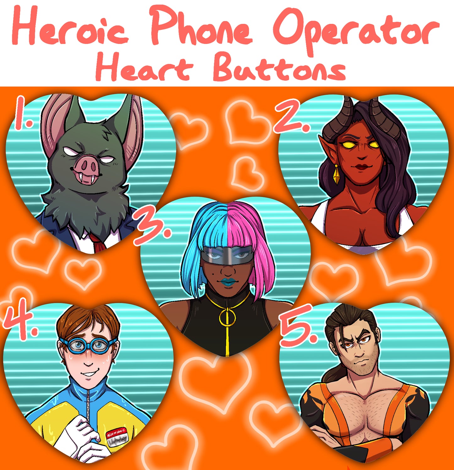 Heroic Phone Operator Heart Buttons!